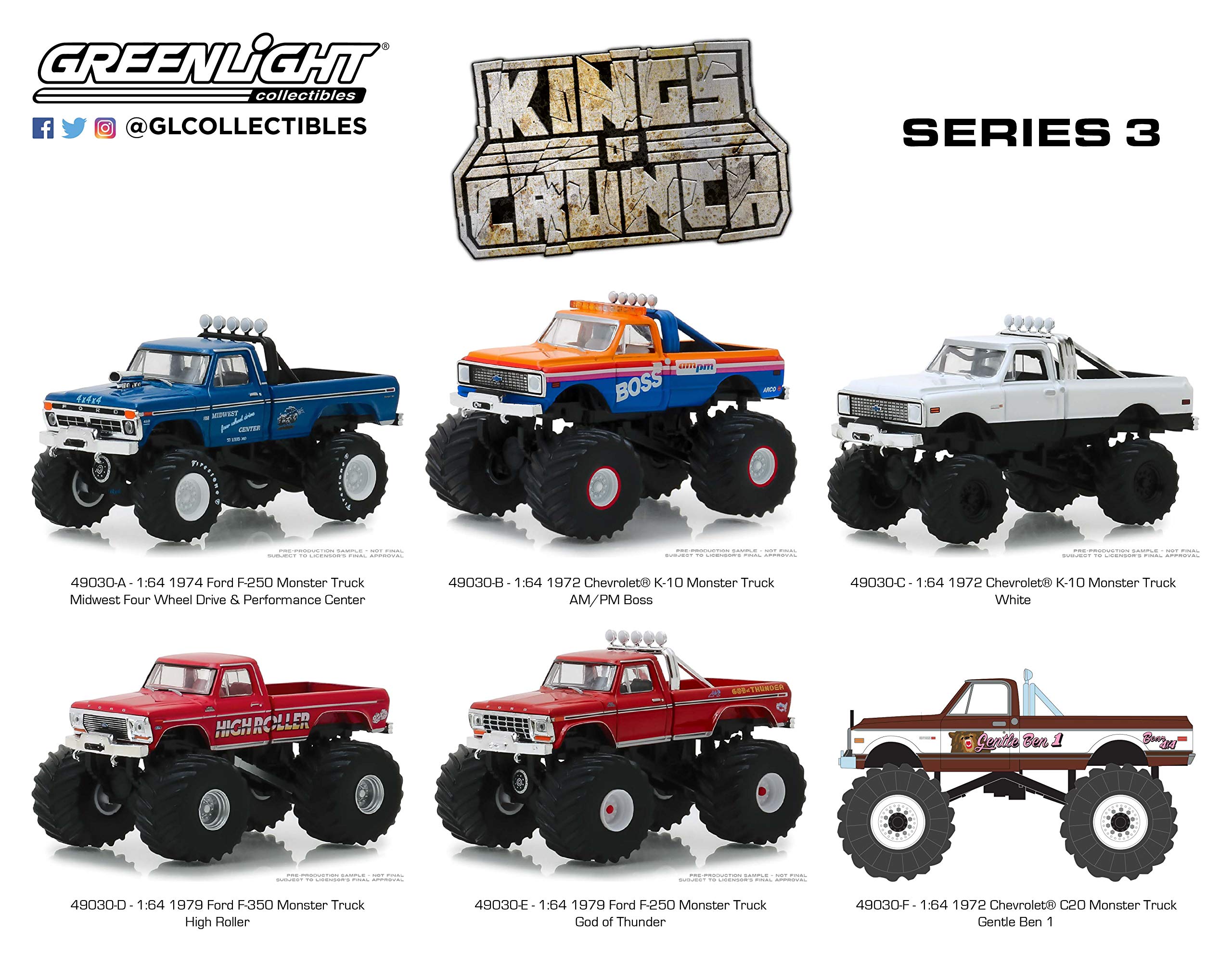 GreenLight 1: 64 Kings of Crunch Series 3-6 Assorted Monster